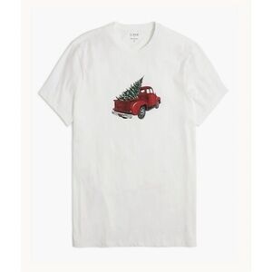 NWT J. Crew Christmas Tree Truck Graphic Tee Short Sleeve White